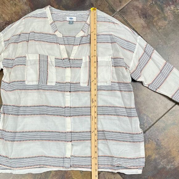 Old Navy Linen Look Strip Thin V-neck Top XL - Picture 6 of 12